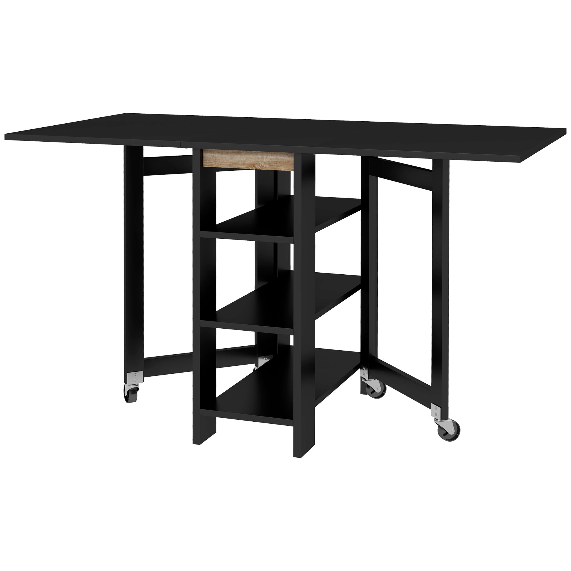 Folding Dining Table with Storage, Drop Leaf Kitchen Table for Small Spaces, Black Bar Tables & Dining Tables Black  at Gallery Canada