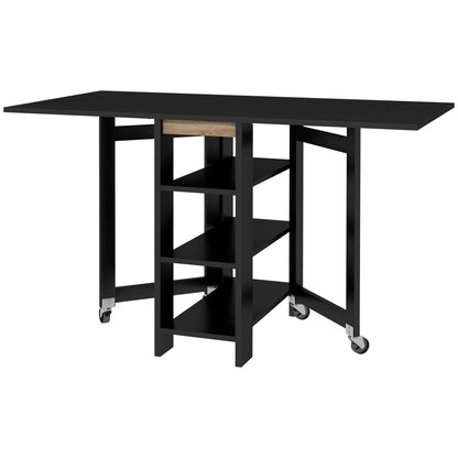 Folding Dining Table with Storage, Drop Leaf Kitchen Table for Small Spaces, Black Bar Tables & Dining Tables Black  at Gallery Canada