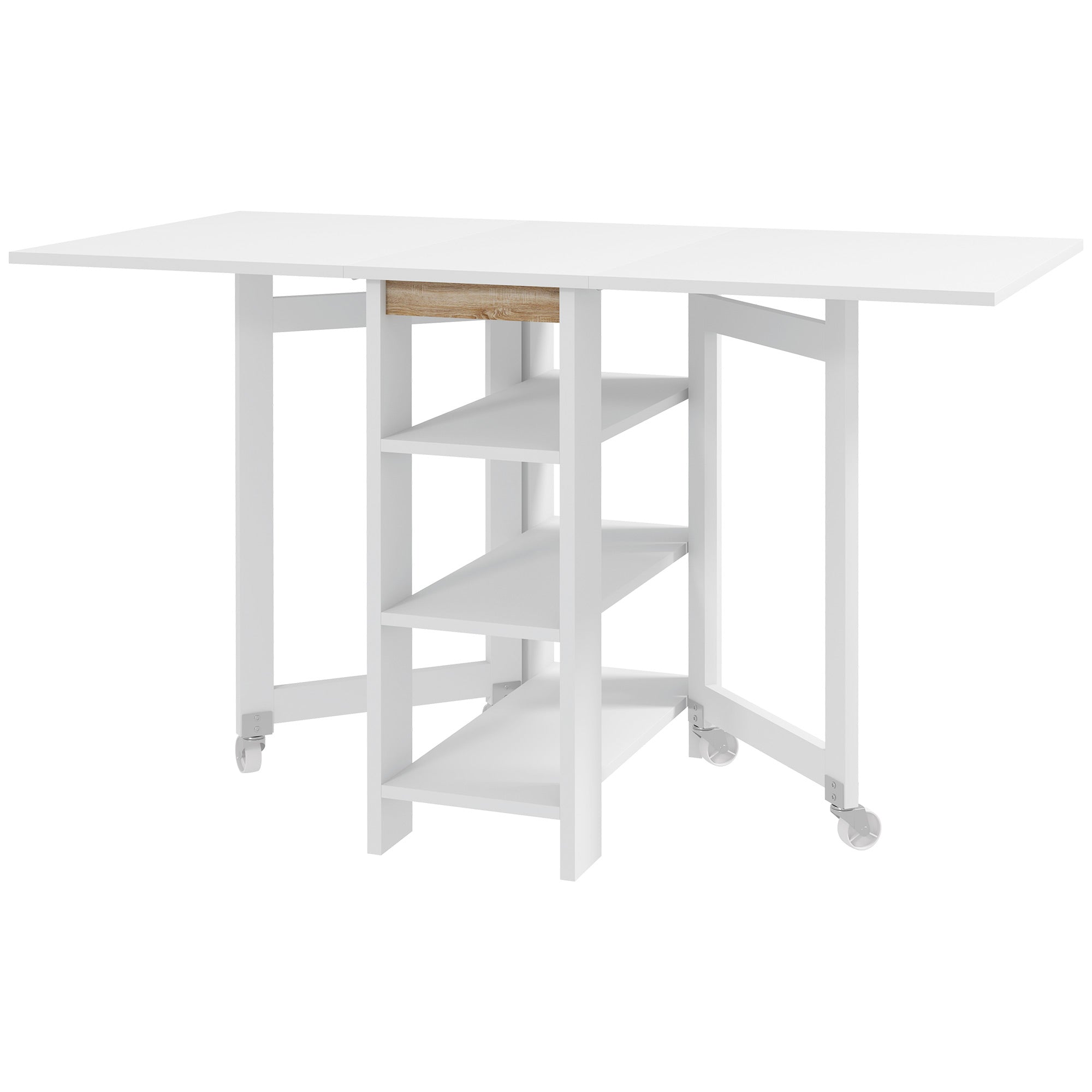 Folding Dining Table with Storage, Drop Leaf Kitchen Table for Small Spaces, White Bar Tables & Dining Tables White  at Gallery Canada