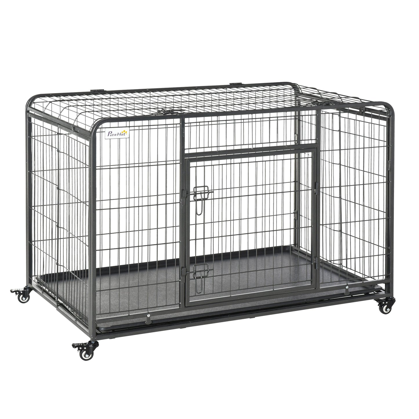 Folding Dog Crate Heavy Duty Cage for Extra Large Sized Dogs with Double Doors, Lockable Wheels Tray, 49" x 30" x 32" Houses, Kennels & Pens   at Gallery Canada