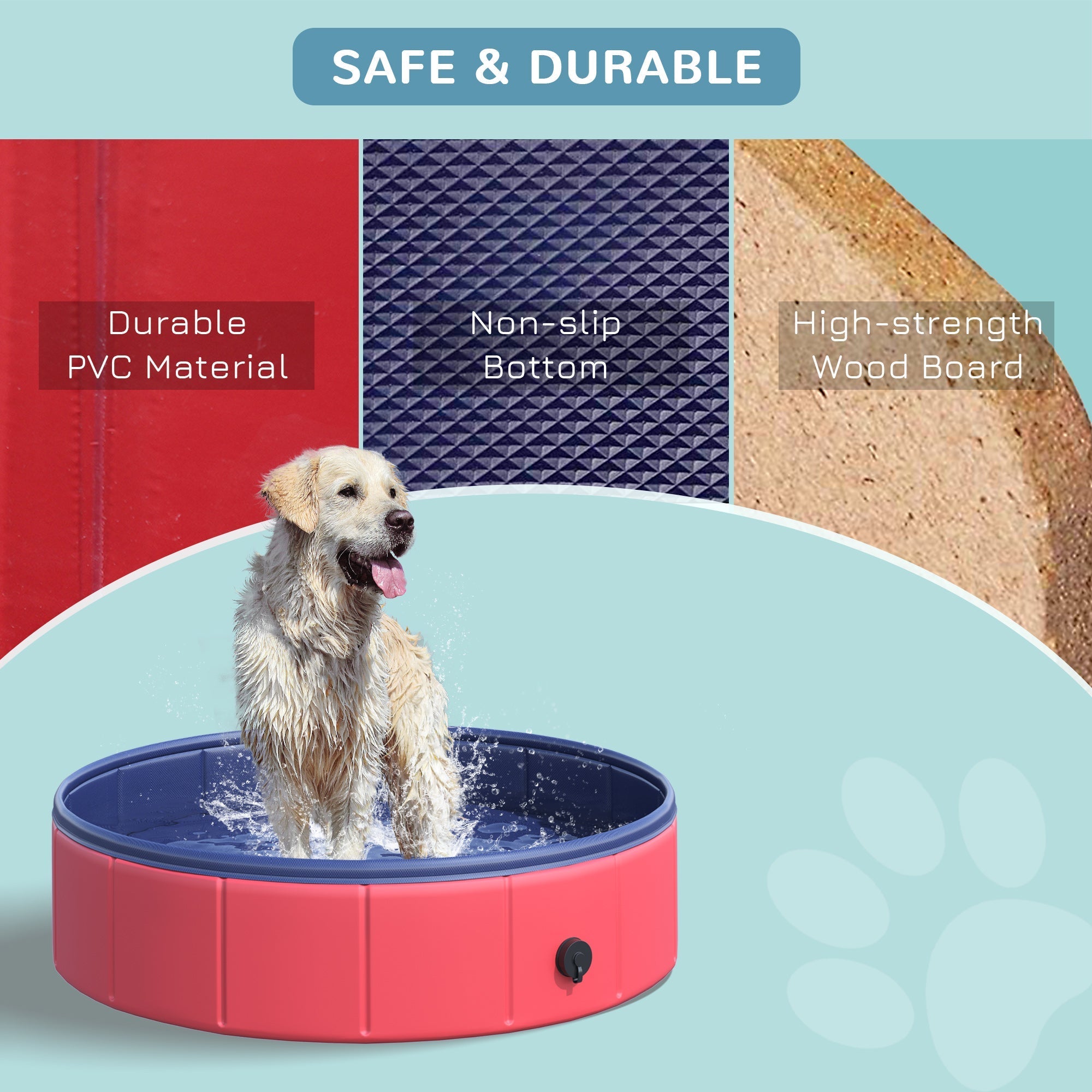 Folding Dog Pool Portable Pet Kiddie Swimming Pool, Outdoor/Indoor Puppy Bath Tub with Nonslip Bottom for Dogs &; Cats, (Φ32