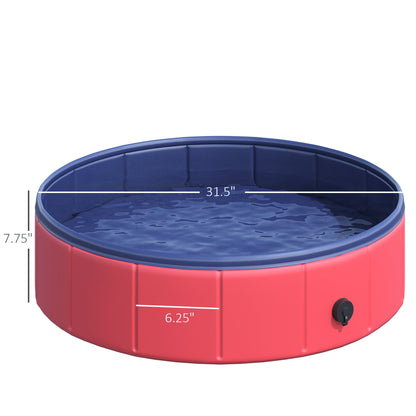 Folding Dog Pool Portable Pet Kiddie Swimming Pool, Outdoor/Indoor Puppy Bath Tub with Nonslip Bottom for Dogs &; Cats, (Φ32", Red) Dog Bathing Tubs & Swimming Pools   at Gallery Canada