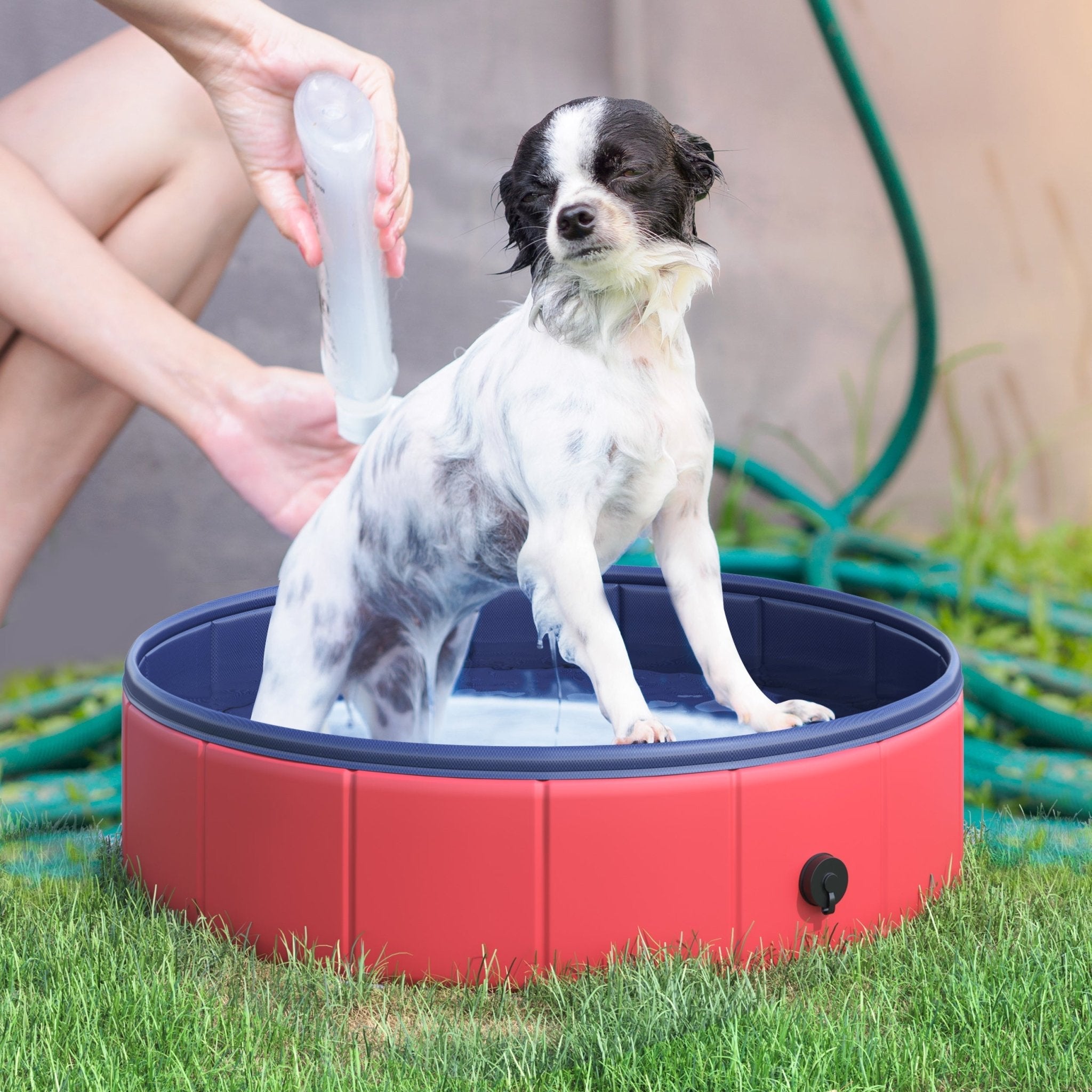 Folding Dog Pool Portable Pet Kiddie Swimming Pool, Outdoor/Indoor Puppy Bath Tub with Nonslip Bottom for Dogs &; Cats, (Φ32