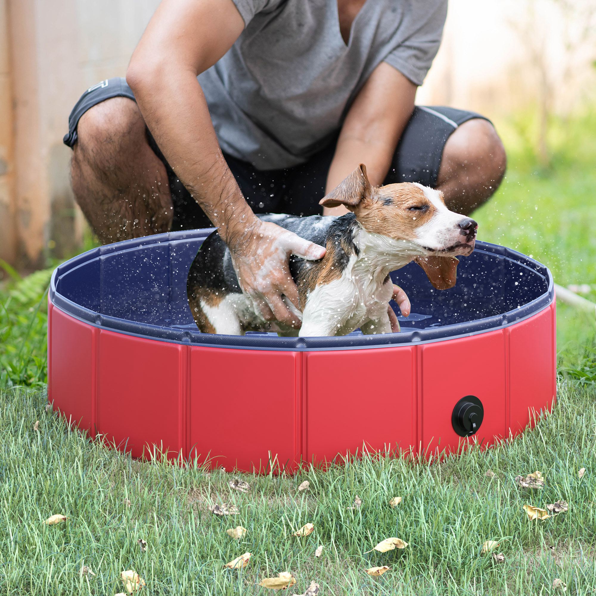 Folding Dog Pool Portable Pet Kiddie Swimming Pool, Outdoor/Indoor Puppy Bath Tub with Nonslip Bottom for Dogs &; Cats, (Φ32