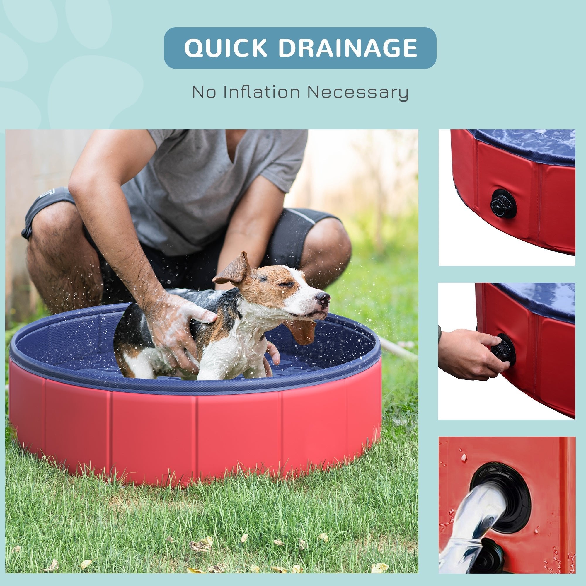 Folding Dog Pool Portable Pet Kiddie Swimming Pool, Outdoor/Indoor Puppy Bath Tub with Nonslip Bottom for Dogs &; Cats, (Φ32