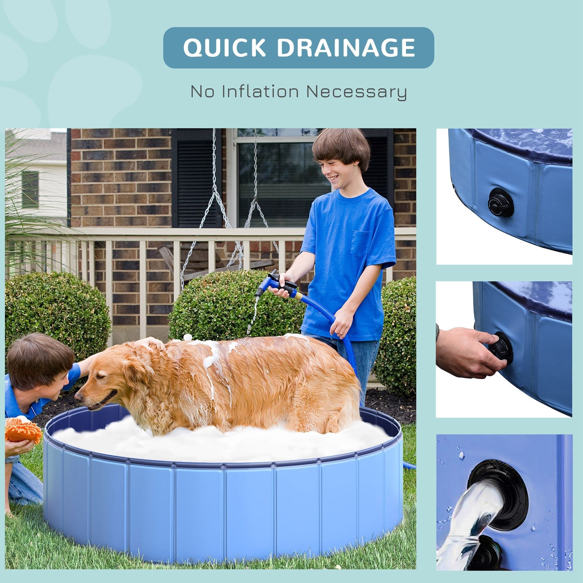 Folding Dog Pool Portable Pet Kiddie Swimming Pool, Outdoor/Indoor Puppy Bath Tub with Nonslip Bottom for Dogs &; Cats, (Φ47