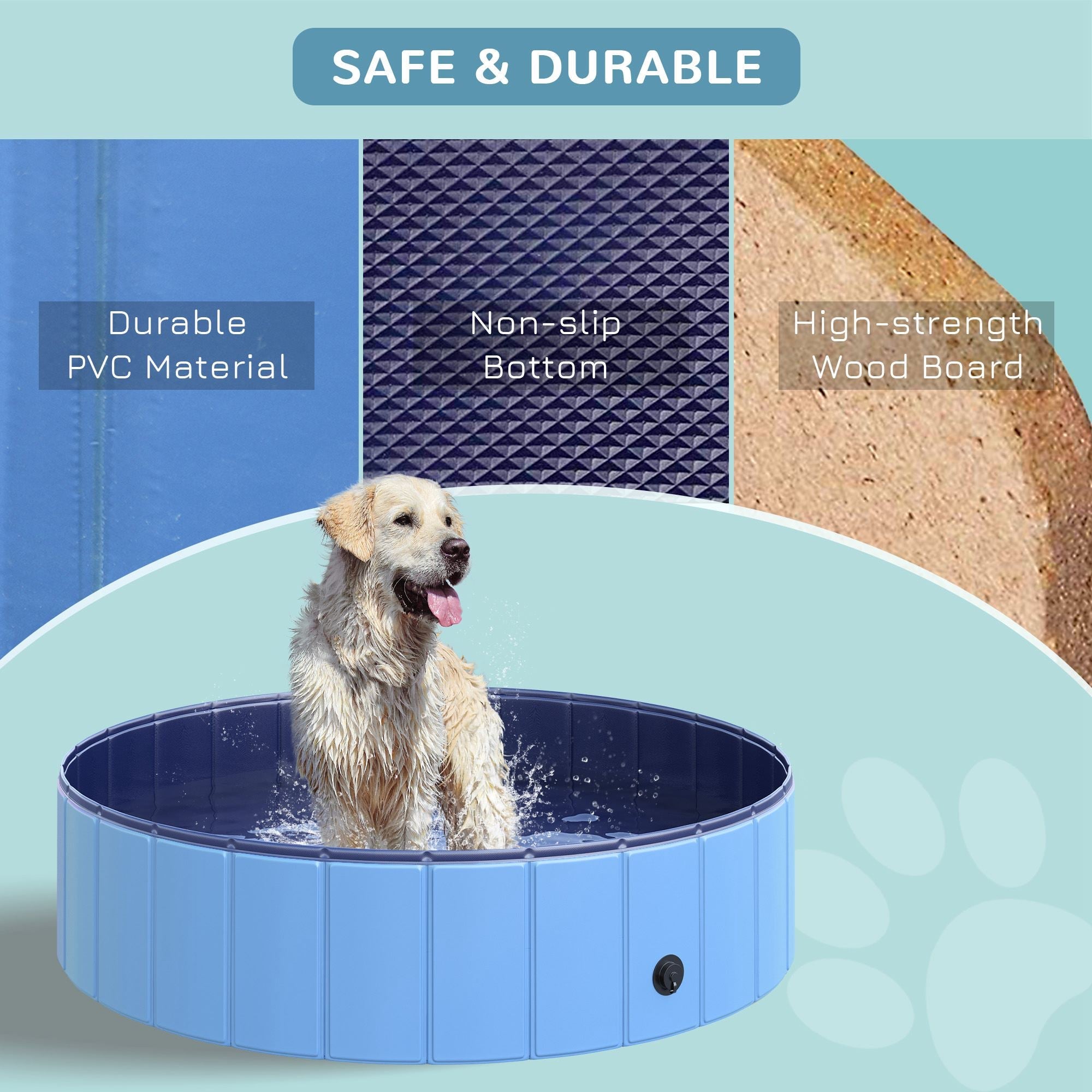 Folding Dog Pool Portable Pet Kiddie Swimming Pool, Outdoor/Indoor Puppy Bath Tub with Nonslip Bottom for Dogs &; Cats, (Φ47