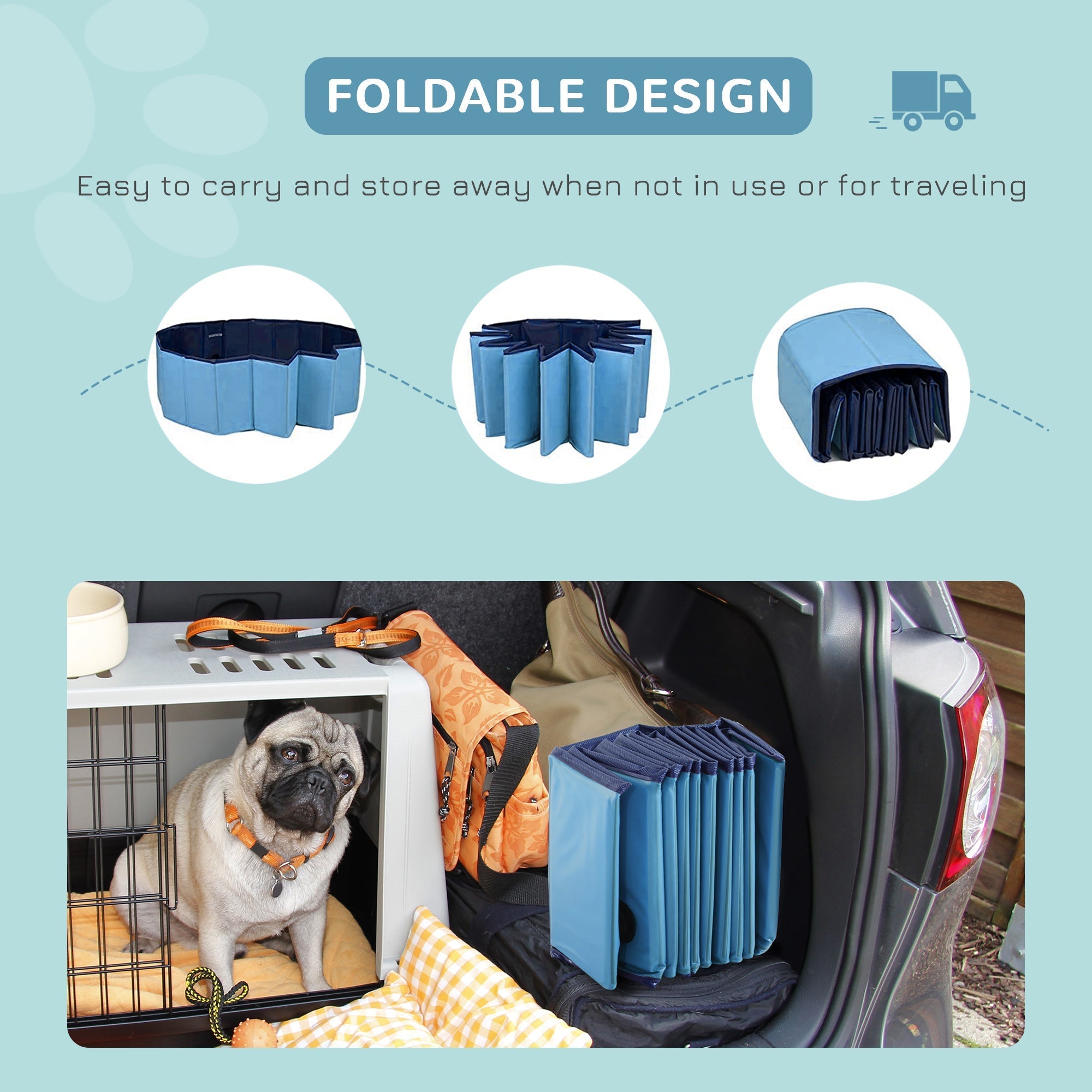 Folding Dog Pool Portable Pet Kiddie Swimming Pool, Outdoor/Indoor Puppy Bath Tub with Nonslip Bottom for Dogs &; Cats, (Φ47