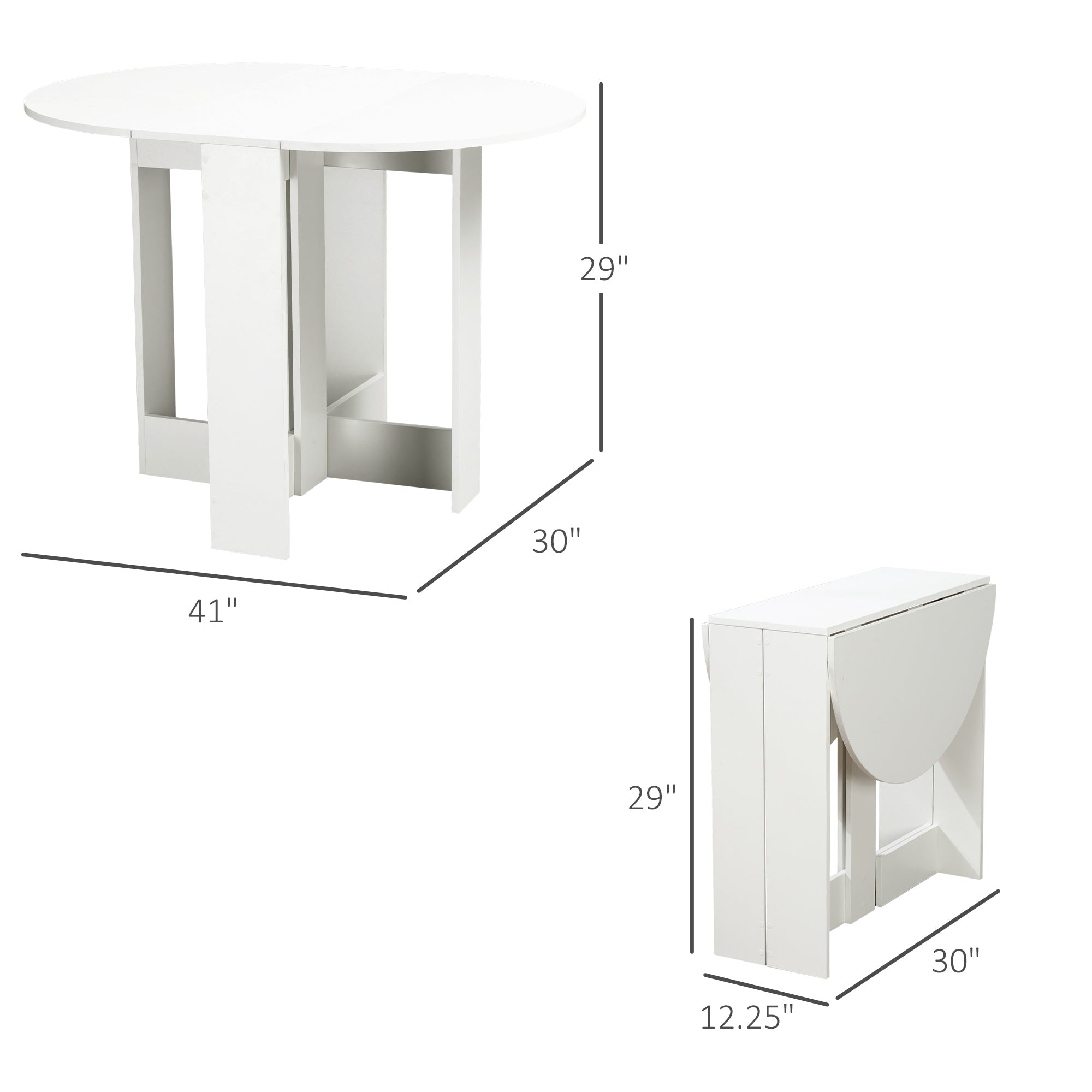 Folding Drop Leaf Dining Table Foldable Bar Table for Small Kitchen, Dining Room, White Bar Tables & Dining Tables White  at Gallery Canada