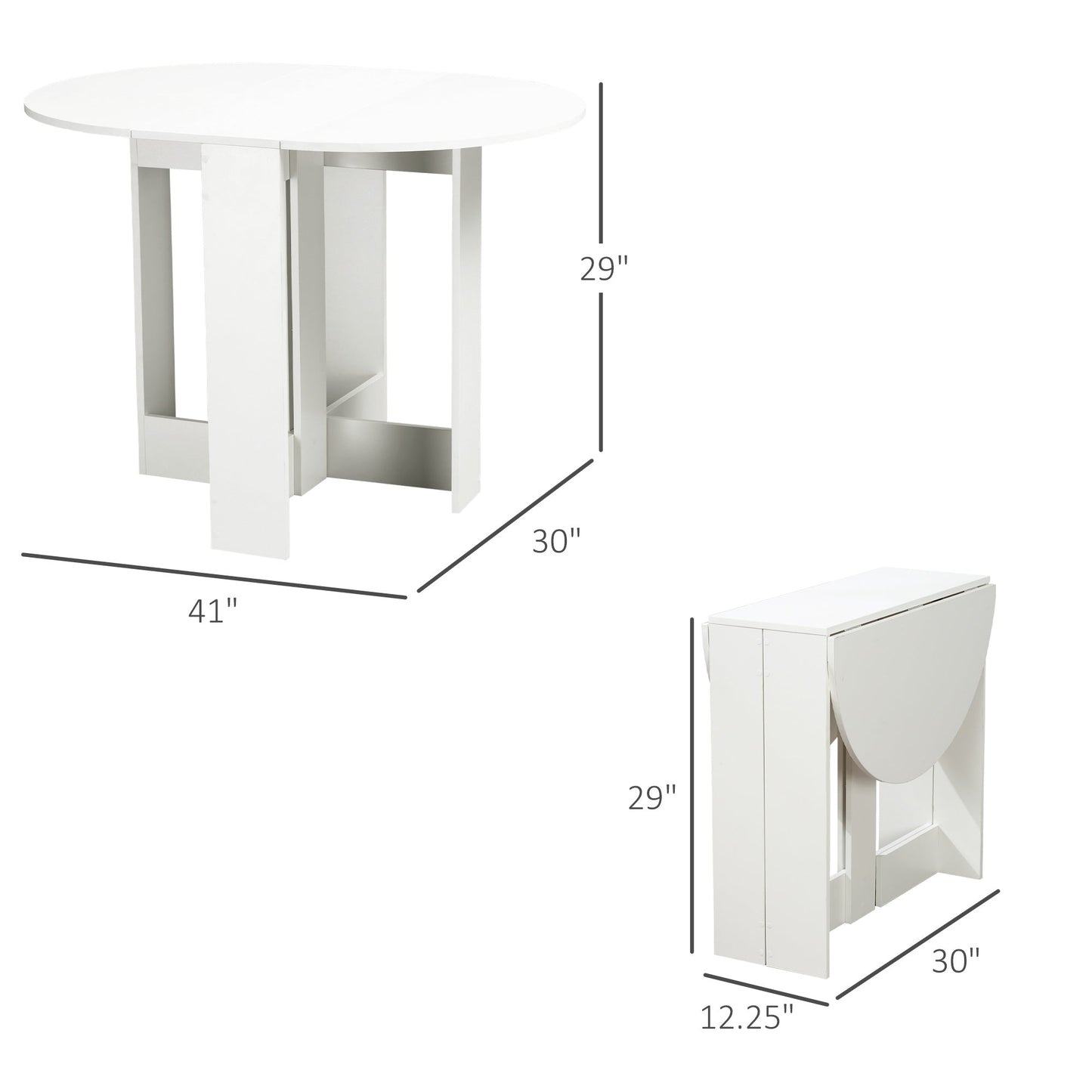 Folding Drop Leaf Dining Table Foldable Bar Table for Small Kitchen, Dining Room, White Bar Tables & Dining Tables White  at Gallery Canada