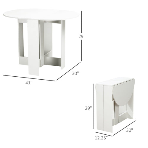 Folding Drop Leaf Dining Table Foldable Bar Table for Small Kitchen, Dining Room, White