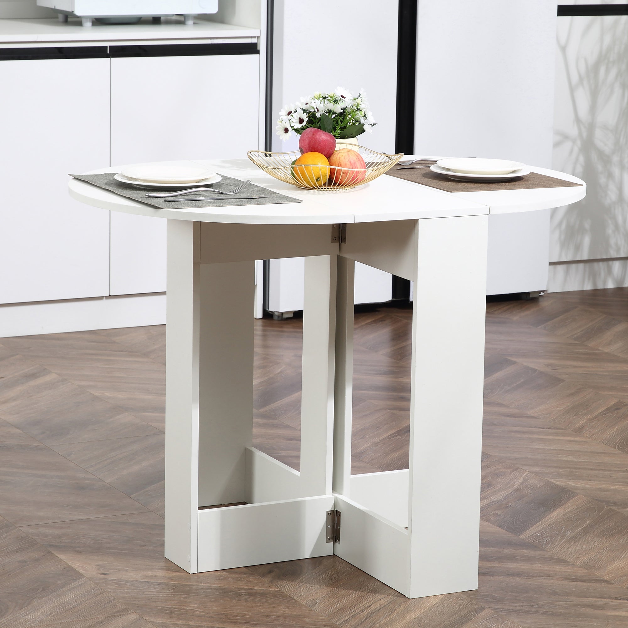 Folding Drop Leaf Dining Table Foldable Bar Table for Small Kitchen, Dining Room, White Bar Tables & Dining Tables   at Gallery Canada