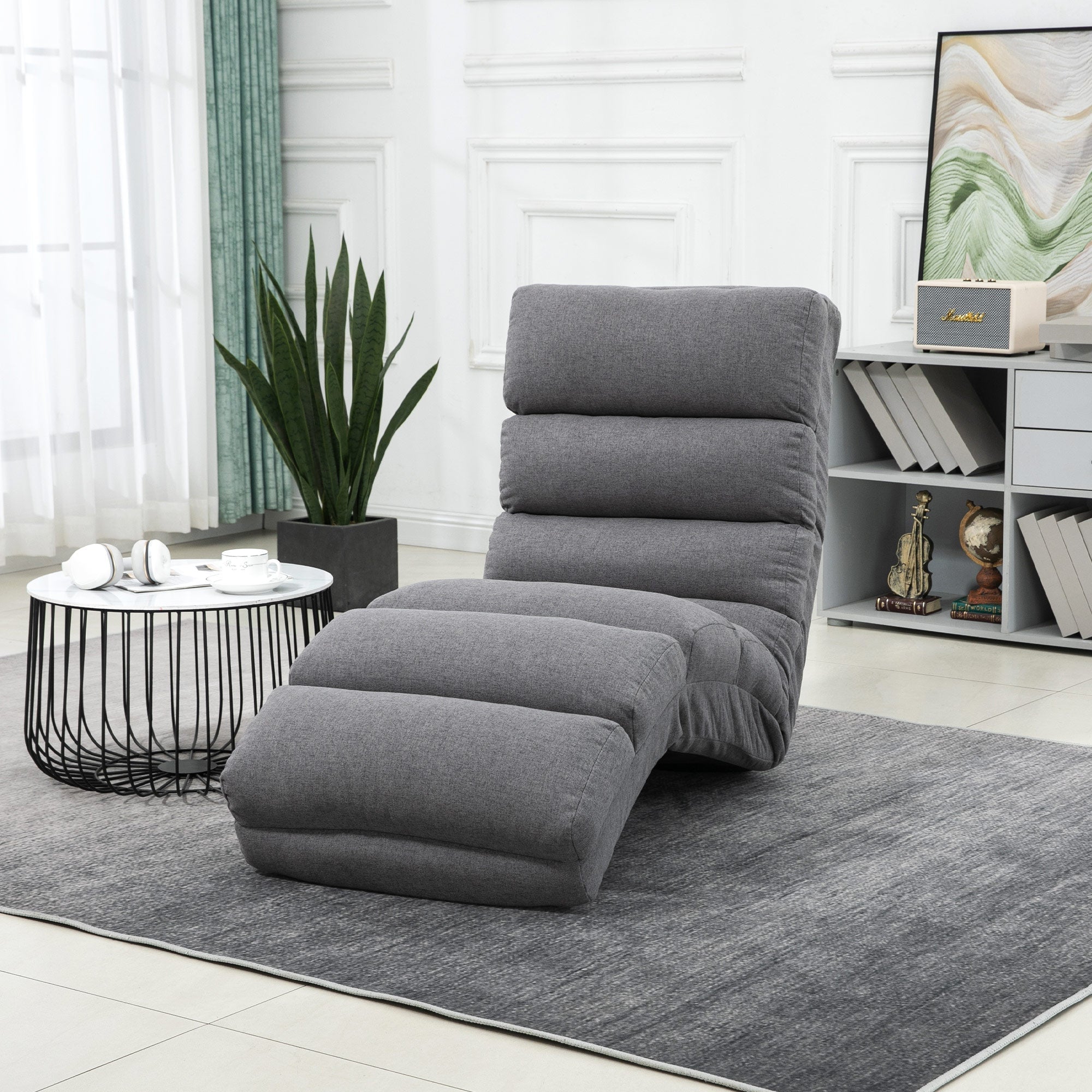 9-Position Adjustable Floor Chair with Back Support for Adults, Grey Single Sofas   at Gallery Canada