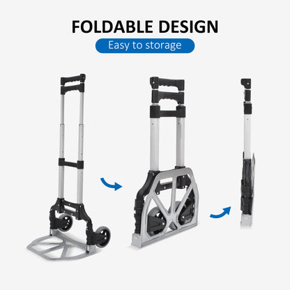 Folding Hand Truck and Dolly, Portable Trolley Cart, Luggage Handcart, Aluminum Box Cart with Adjustable Telescoping Handle for 154lbs, Silver Folding Hand Trucks   at Gallery Canada