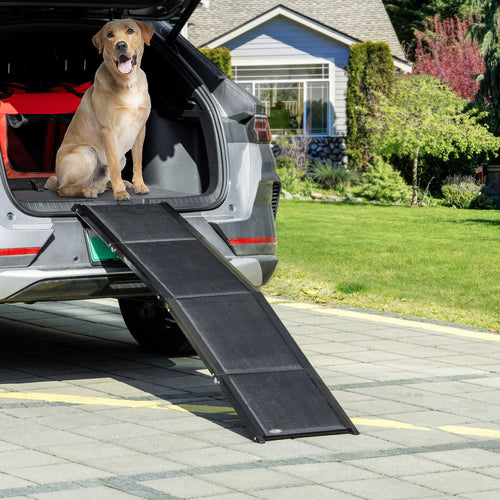 Folding Pet Ramp, 62 Inch Lightweight Portable Dog Ramp for Extra Large Dogs, Non-Slip Surface for Cars, Trucks and SUVs, Black