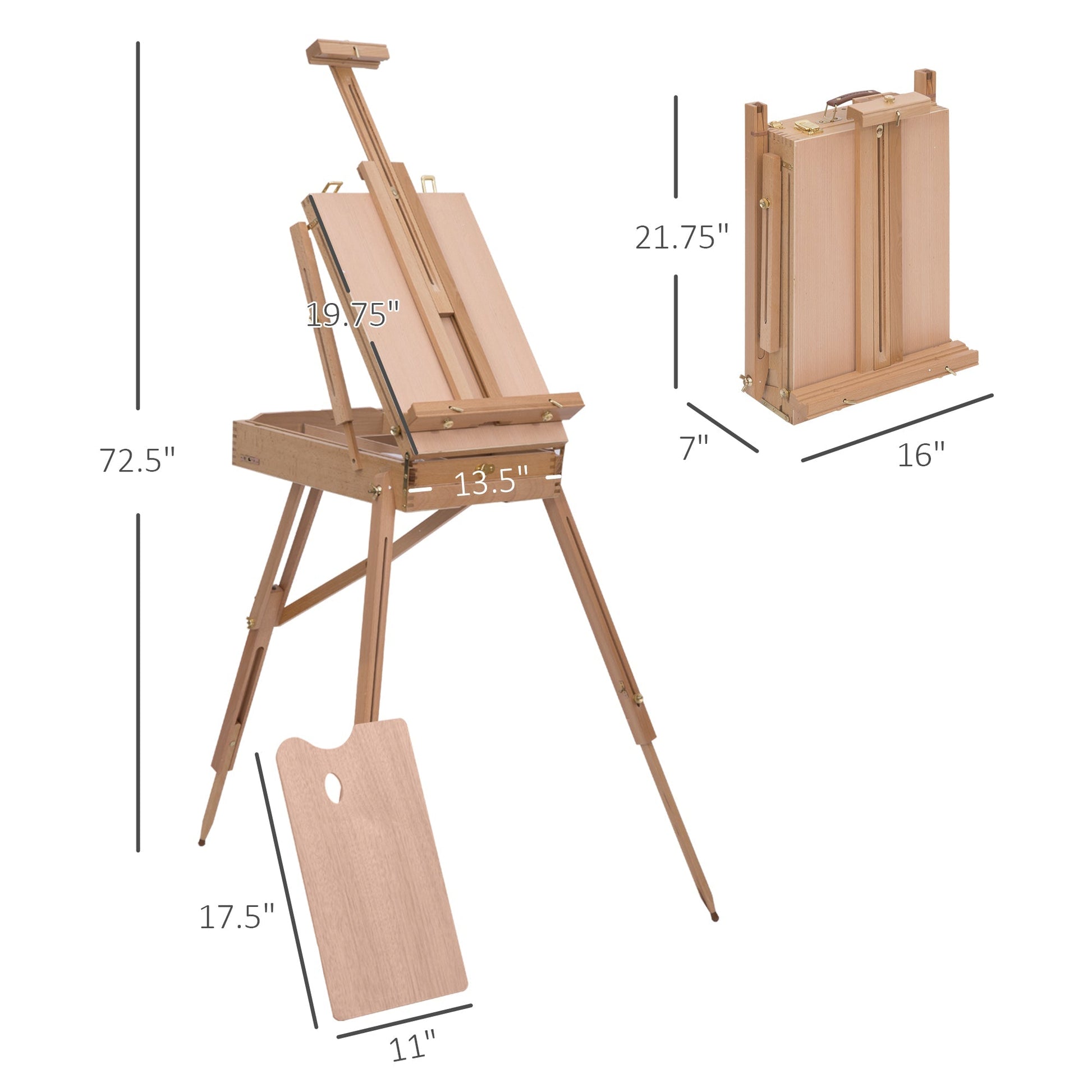 Folding Wood French Artists Easel Set Portable Art Painters Tripod Sketch Craft Dress Form & Mannequins   at Gallery Canada