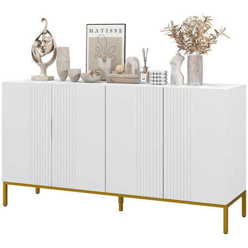 Sideboard Storage Cabinet with Adjustable Shelves, Soft-Close Doors, Kitchen Buffet Cabinet for Dining Room, White