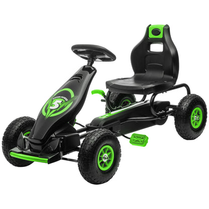 Pedal Go Kart w/ Adjustable Seat, Rubber Wheels Shock Absorb, Green Pedal Go Karts for Kids Multi Colour  at Gallery Canada