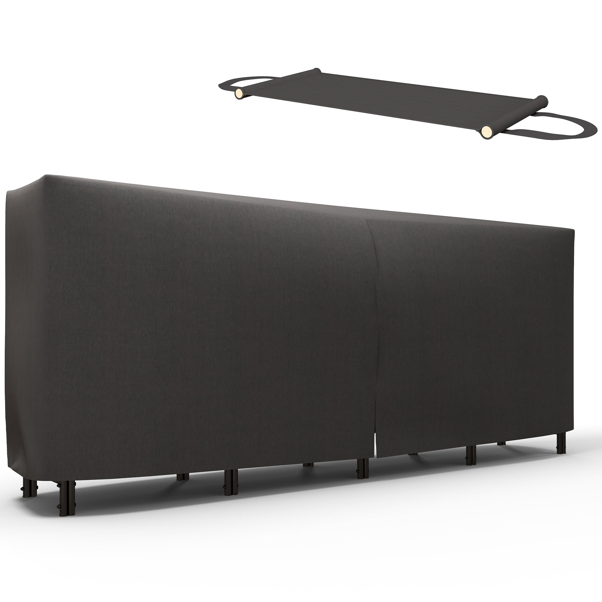 8ft Outdoor Firewood Rack with Cover and Carrier, Adjustable Wood Storage Holder, Indoor Outdoor Log Rack, Black Firewood Racks Black at Gallery Canada