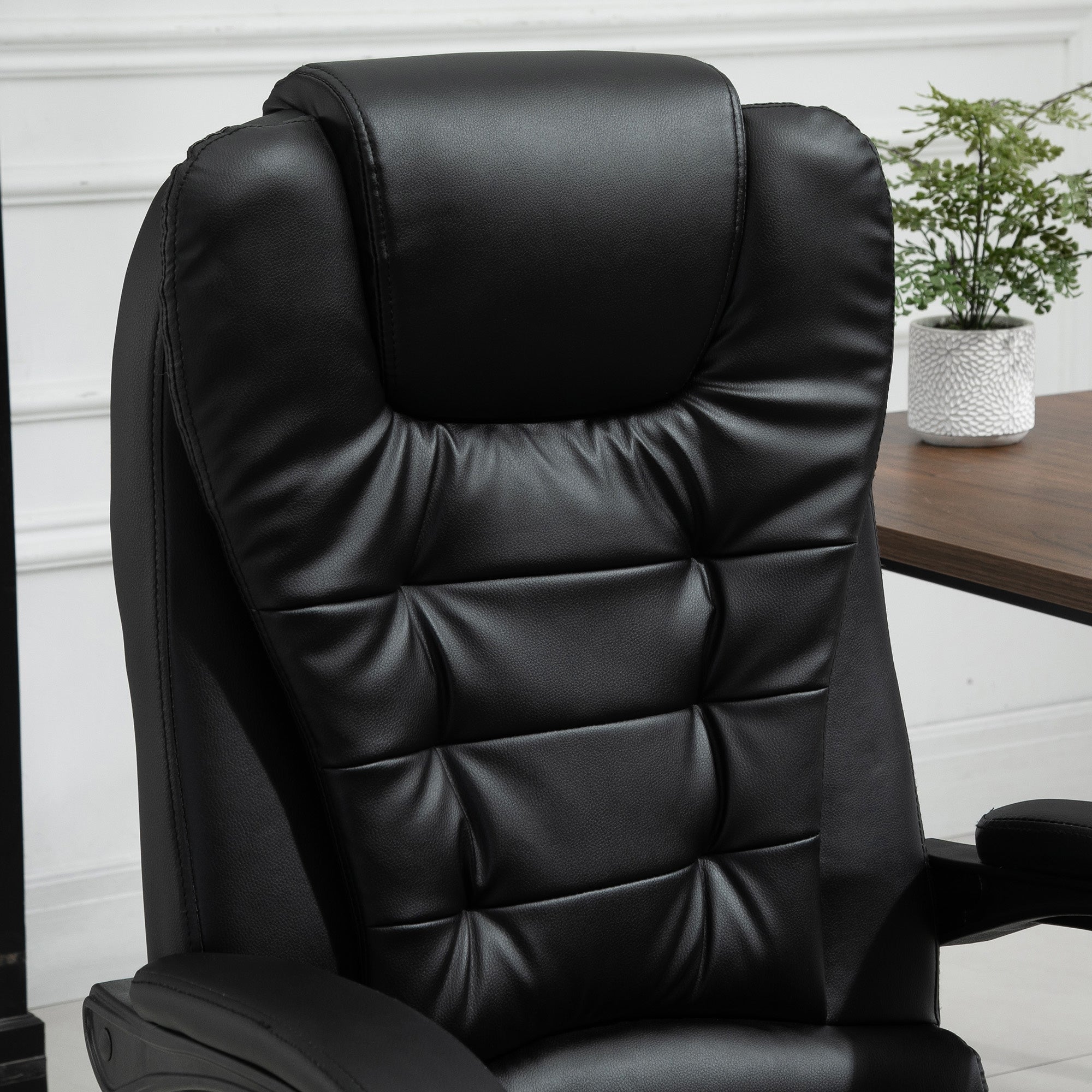 7-Point Vibrating Massage Chair, Reclining Office Chair with Footrest, Reclining Back, Adjustable Height, Black Massage Chairs   at Gallery Canada