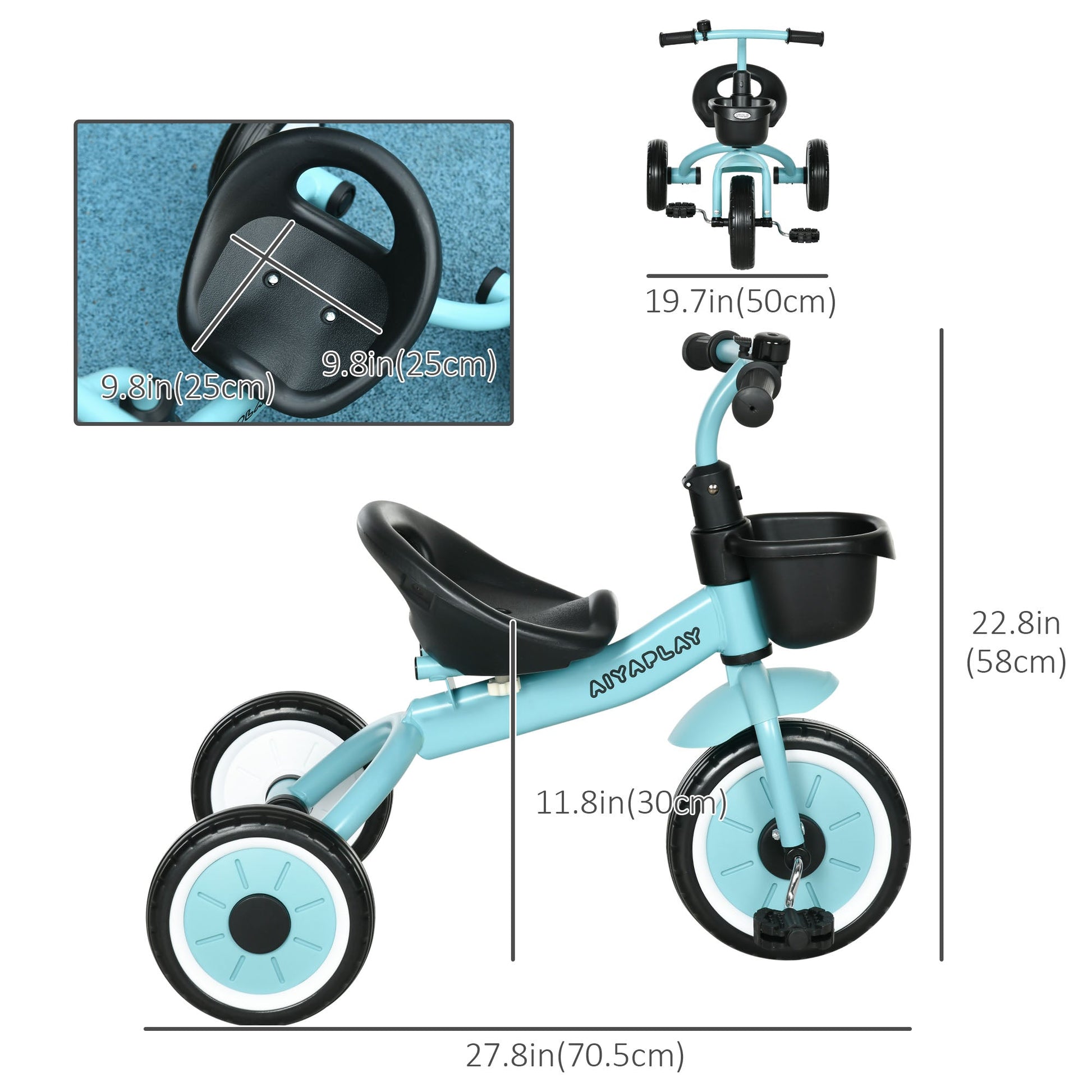 Tricycle for Toddler 2-5 Year Old Girls and Boys, Toddler Bike with Adjustable Seat, Basket, Bell, Blue Tricycles for Kids   at Gallery Canada