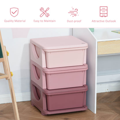 3 Tier Kids Toy Organizer and Storage Bins with 3 Plastic Drawers, Pink Baby & Kids Storage   at Gallery Canada