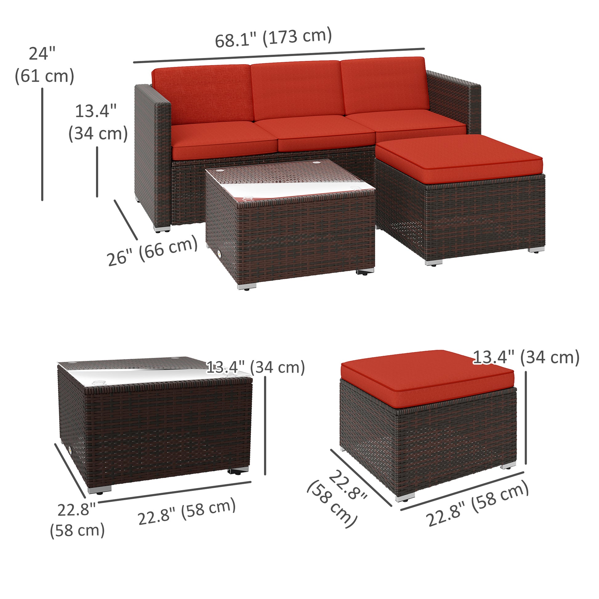 Patio Furniture w/ Soft Cushions, Corner Sofa Sets, Red Patio Furniture Sets at Gallery Canada