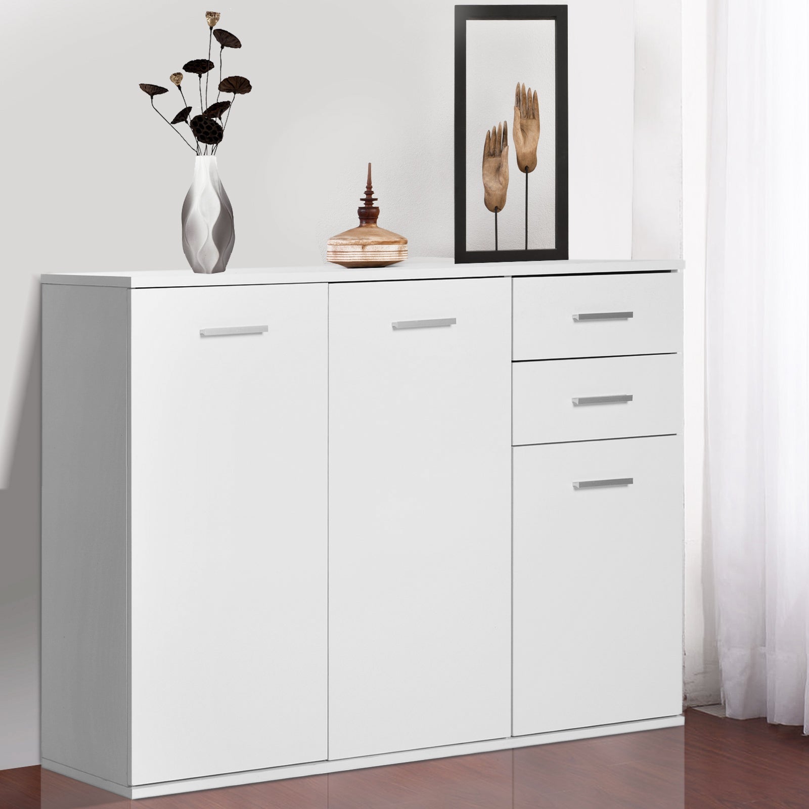 Free Standing Storage Cabinet Console Sideboard Table Entryway Kitchen Organizer Living Room Storage Unit with Drawers White Bar Cabinets   at Gallery Canada