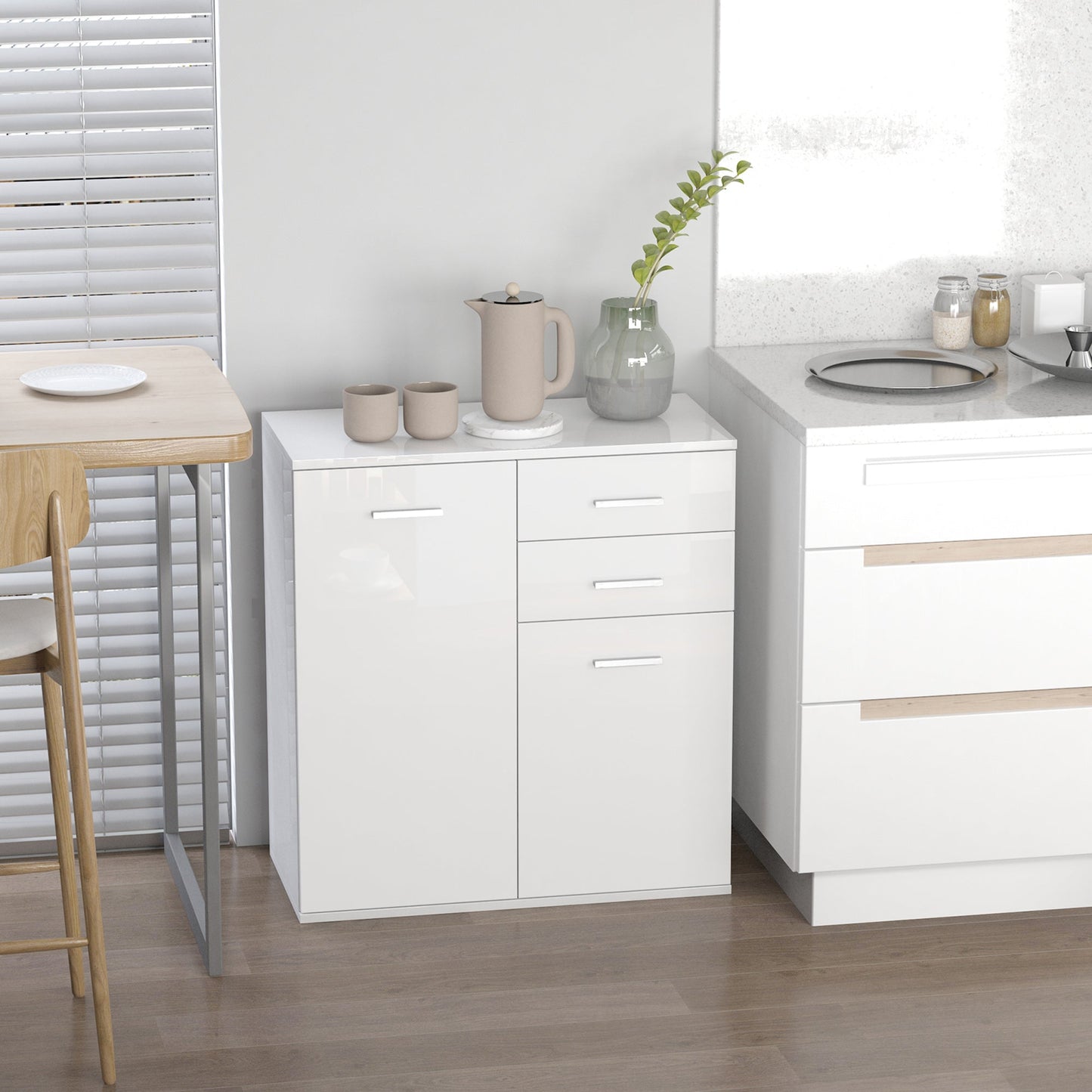 Free Standing Storage Cabinet Console Sideboard Table Living Room Entryway Kitchen Organizer with Drawers White Storage Cabinets   at Gallery Canada