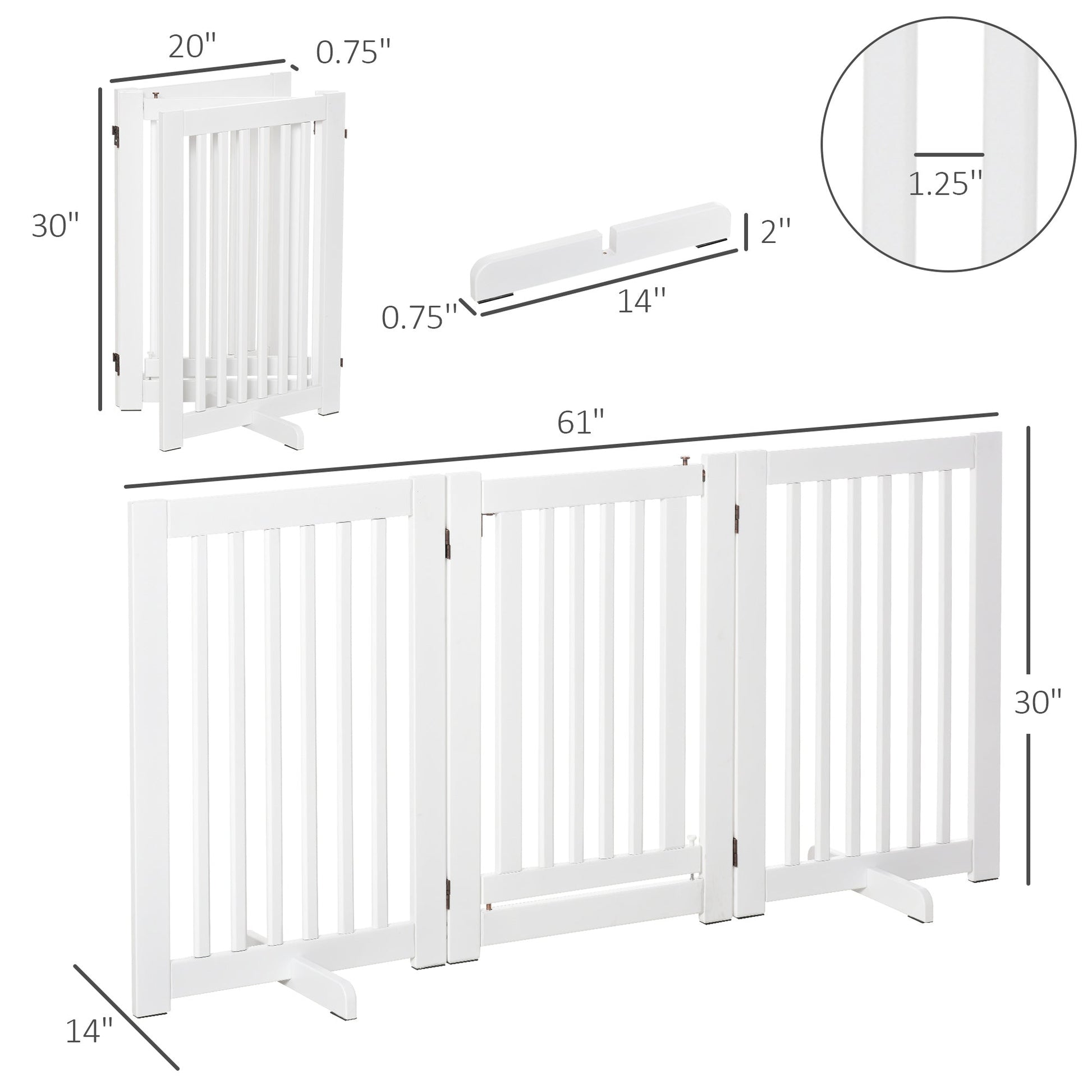 Free Standing Wood Pet Gate Indoor Dog Barrier 3 Panel Folding Z Shape Doorway Houses, Kennels & Pens   at Gallery Canada