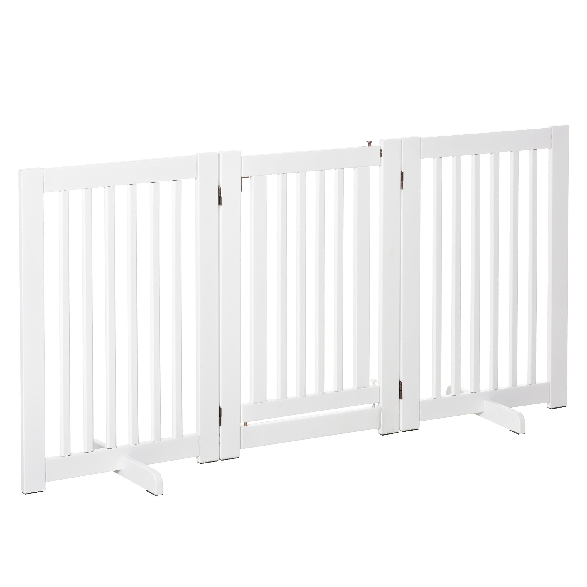 Free Standing Wood Pet Gate Indoor Dog Barrier 3 Panel Folding Z Shape Doorway Houses, Kennels & Pens White  at Gallery Canada