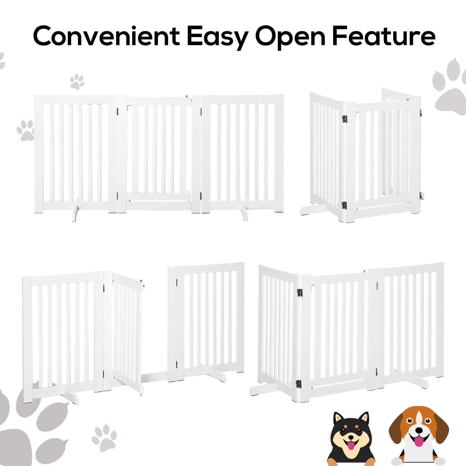 Free Standing Wood Pet Gate Indoor Dog Barrier 3 Panel Folding Z Shape Doorway Houses, Kennels & Pens   at Gallery Canada