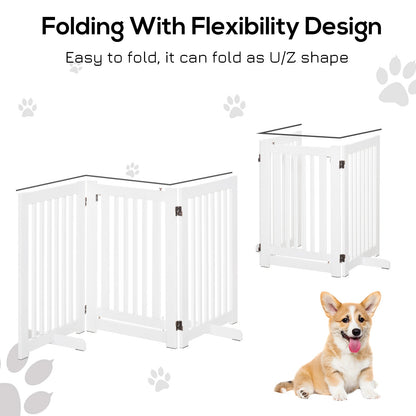 Free Standing Wood Pet Gate Indoor Dog Barrier 3 Panel Folding Z Shape Doorway Houses, Kennels & Pens   at Gallery Canada