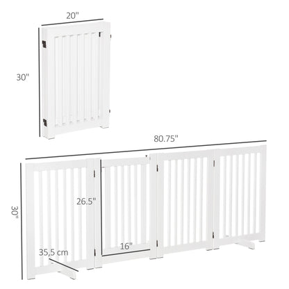 Free Standing Wooden Pet Gate Indoor Dog Barrier Foldable Step Over Doorway Fence Safety Gate with Open Door Z Shape 4 Panel Houses, Kennels & Pens   at Gallery Canada