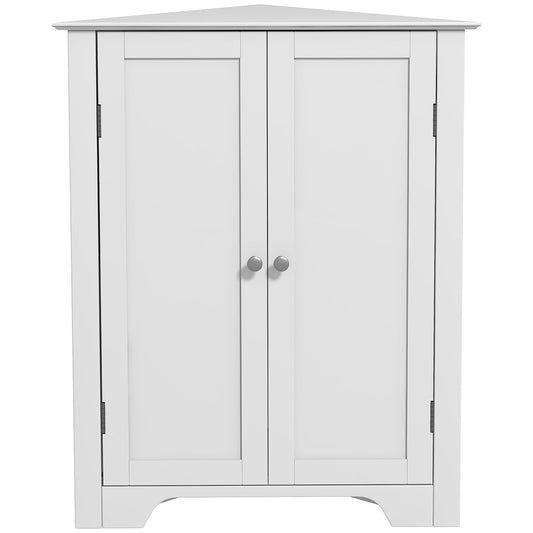 Freestanding Bathroom Cabinet, Corner Cabinet with Doors and Shelves, Small Bathroom Storage Cabinet, White - Gallery Canada