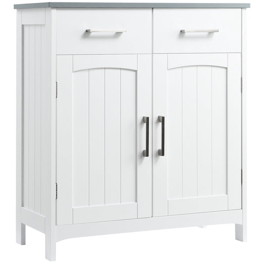 Freestanding Bathroom Cabinet, Storage Cupboard with 2 Drawers, Double Doors, Adjustable Shelf, White - Gallery Canada