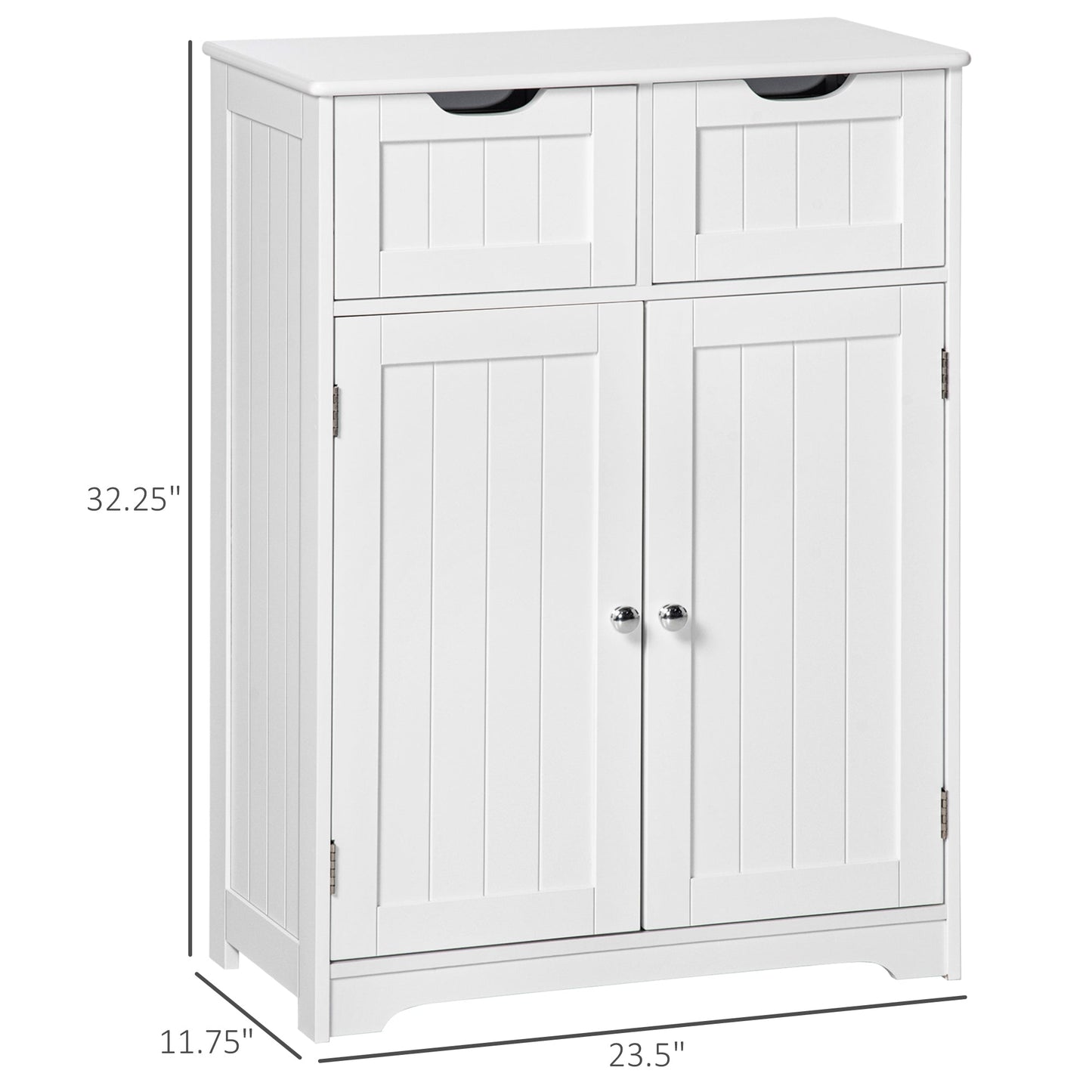 Freestanding Bathroom Storage Cabinet, Floor Cupboard with 2 Drawers, Adjustable Shelf, for Bathroom, Living Room or Entryway, White Bathroom Cabinets White  at Gallery Canada