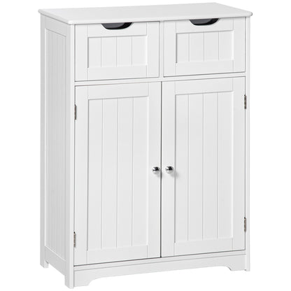 Freestanding Bathroom Storage Cabinet, Floor Cupboard with 2 Drawers, Adjustable Shelf, for Bathroom, Living Room or Entryway, White Bathroom Cabinets   at Gallery Canada