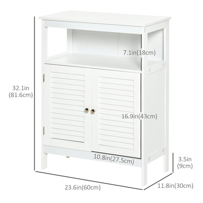 Freestanding Bathroom Storage Cabinet Organizer Cupboard with Double Shutter Doors Wooden Furniture White Bathroom Cabinets   at Gallery Canada