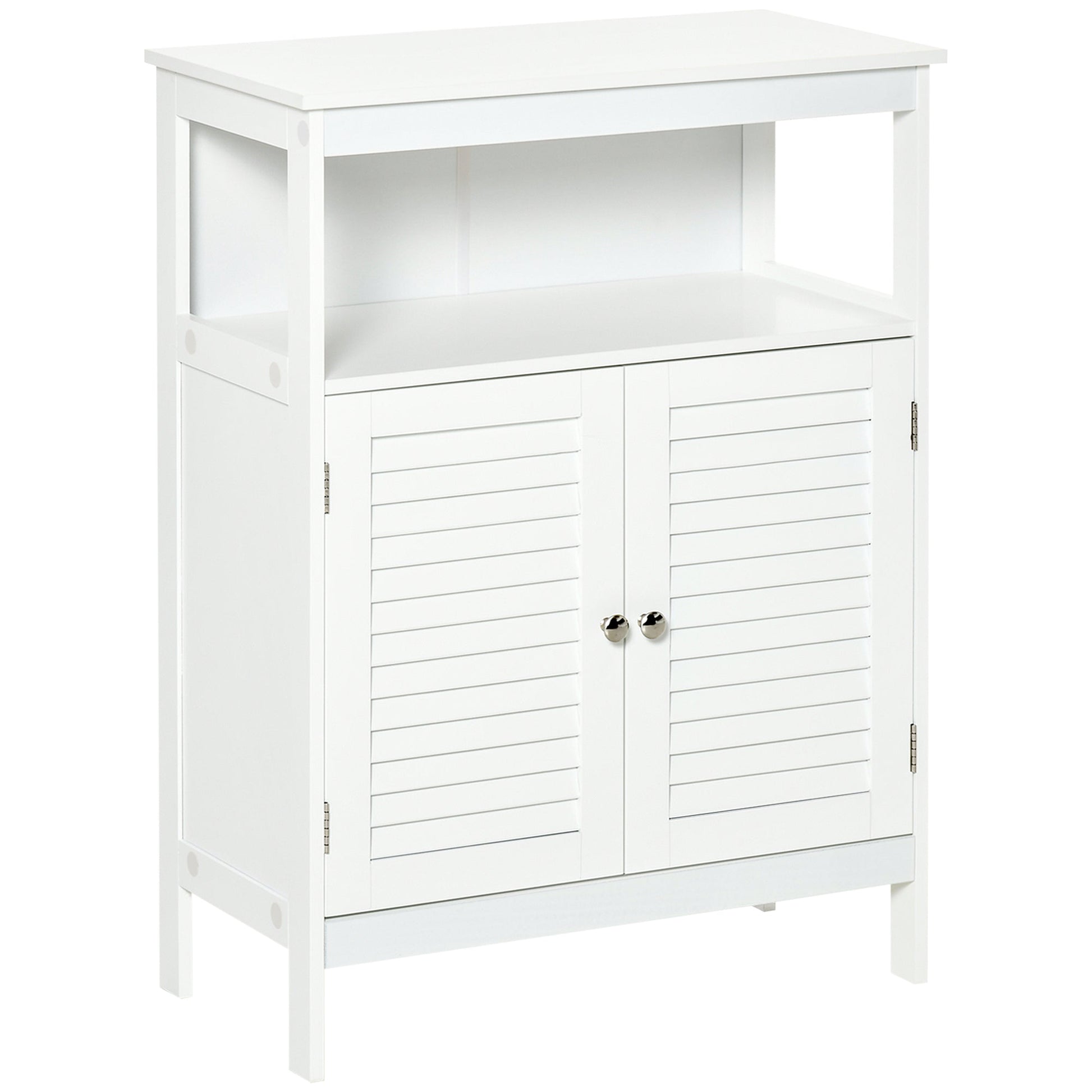 Freestanding Bathroom Storage Cabinet Organizer Cupboard with Double Shutter Doors Wooden Furniture White Bathroom Cabinets White  at Gallery Canada