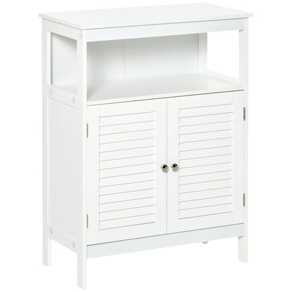 Freestanding Bathroom Storage Cabinet Organizer Cupboard with Double Shutter Doors Wooden Furniture White Bathroom Cabinets White  at Gallery Canada