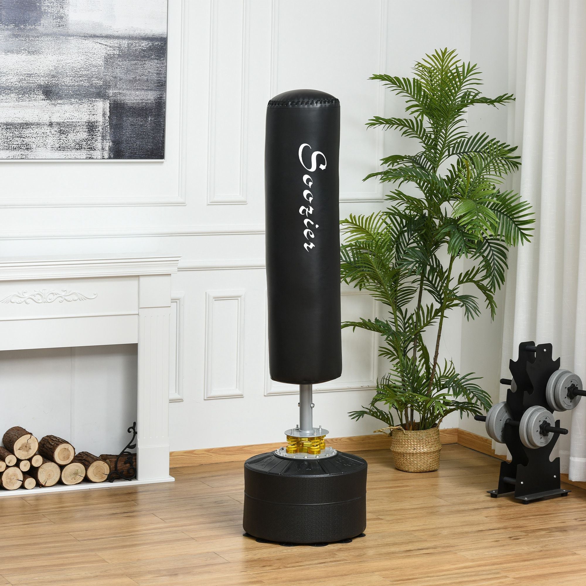 Freestanding Boxing Punch Bag Stand, Height Adjustable, with Fillable Base, Absorption Springs, Suction Cups Punching Bag Hangers   at Gallery Canada