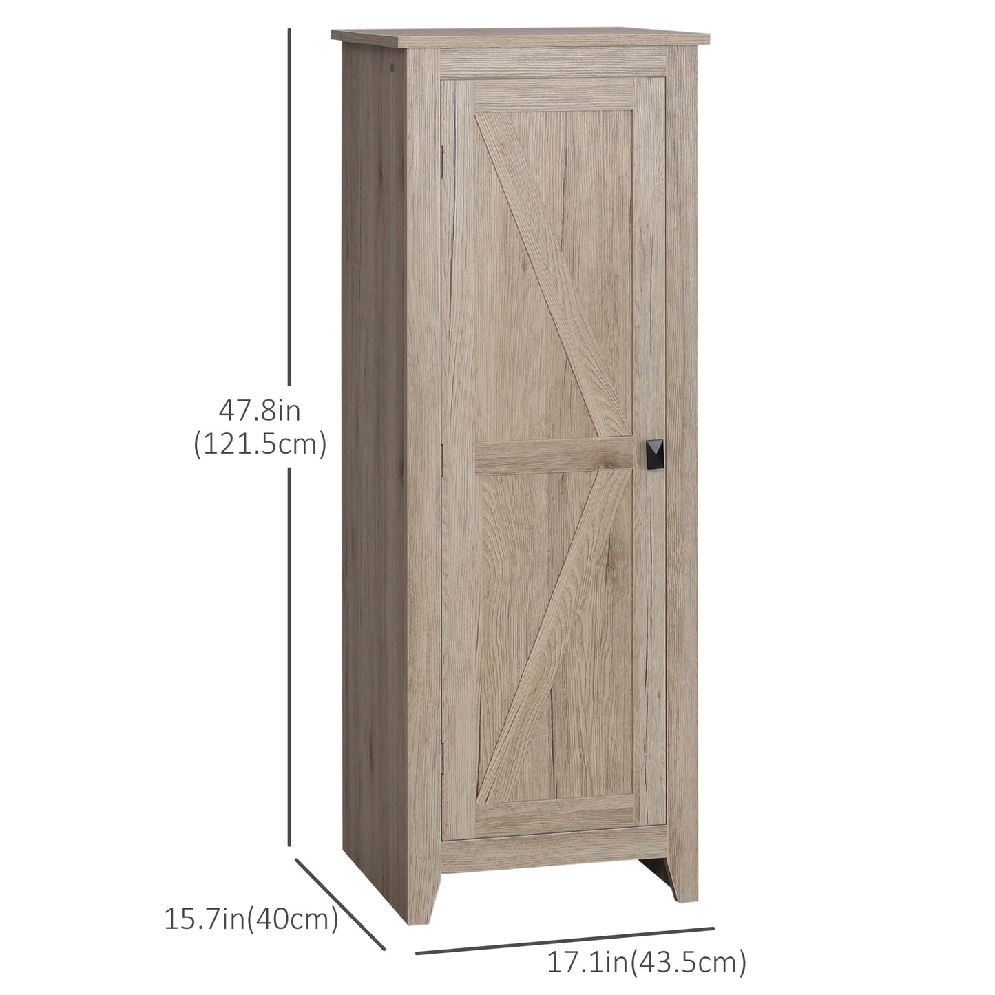 Freestanding Kitchen Pantry, Storage Cabinet with Barn Style Door and Adjustable Shelves, 47.8", Natural Kitchen Pantry Cabinets   at Gallery Canada