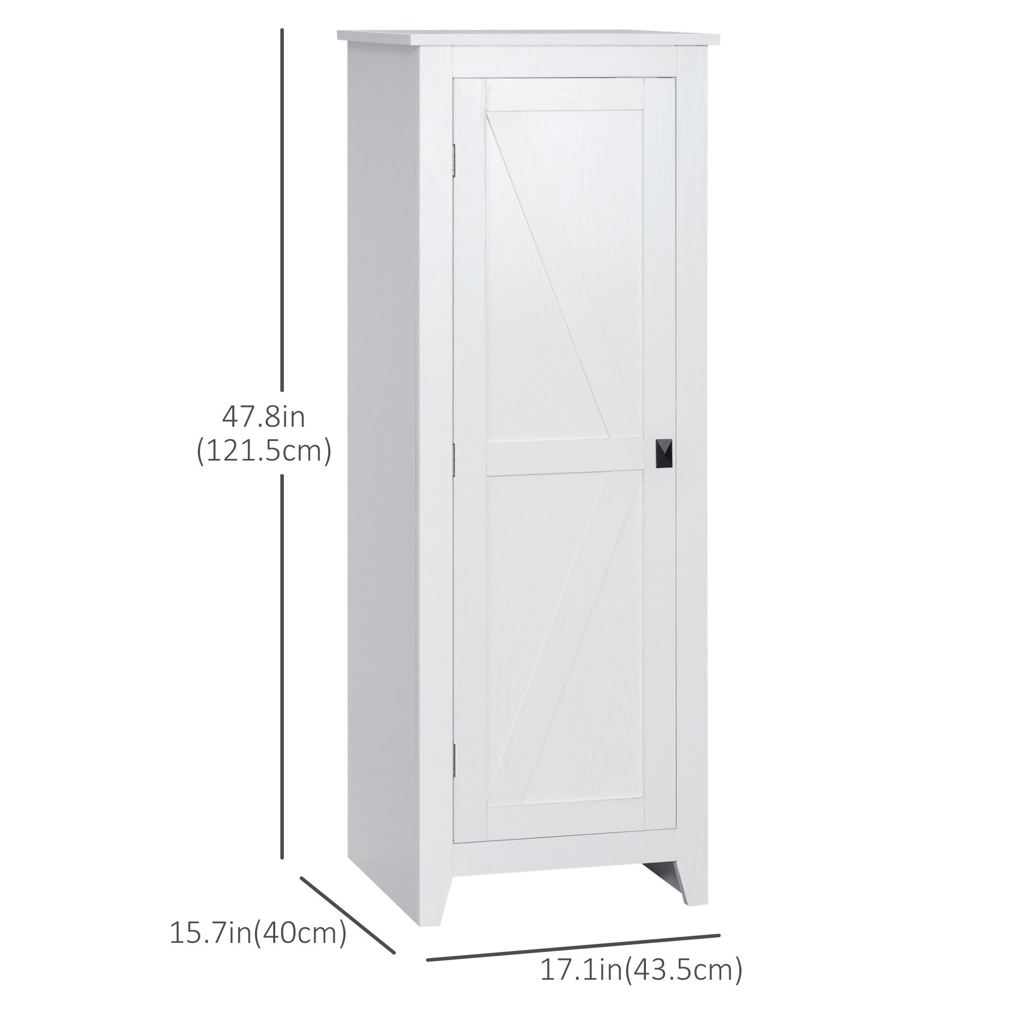 Freestanding Kitchen Pantry, Storage Cabinet with Barn Style Door and Adjustable Shelves, 47.8