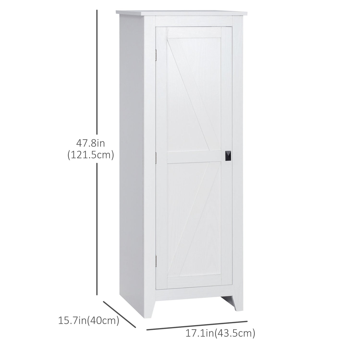 Freestanding Kitchen Pantry, Storage Cabinet with Barn Style Door and Adjustable Shelves, 47.8", White Kitchen Pantry Cabinets   at Gallery Canada