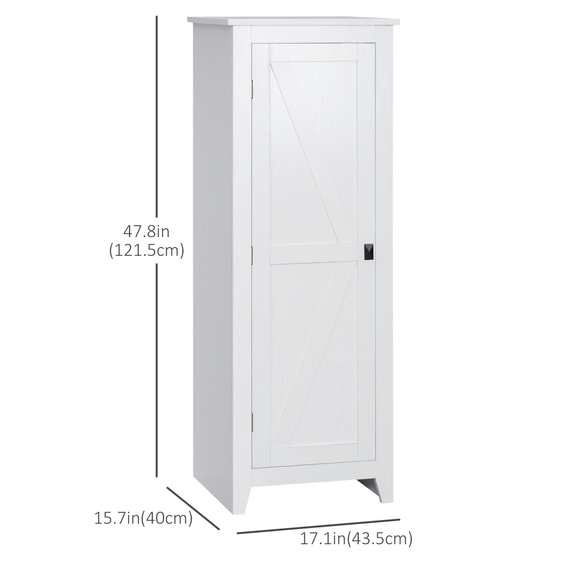 Freestanding Kitchen Pantry, Storage Cabinet with Barn Style Door and Adjustable Shelves, 47.8", White Kitchen Pantry Cabinets   at Gallery Canada