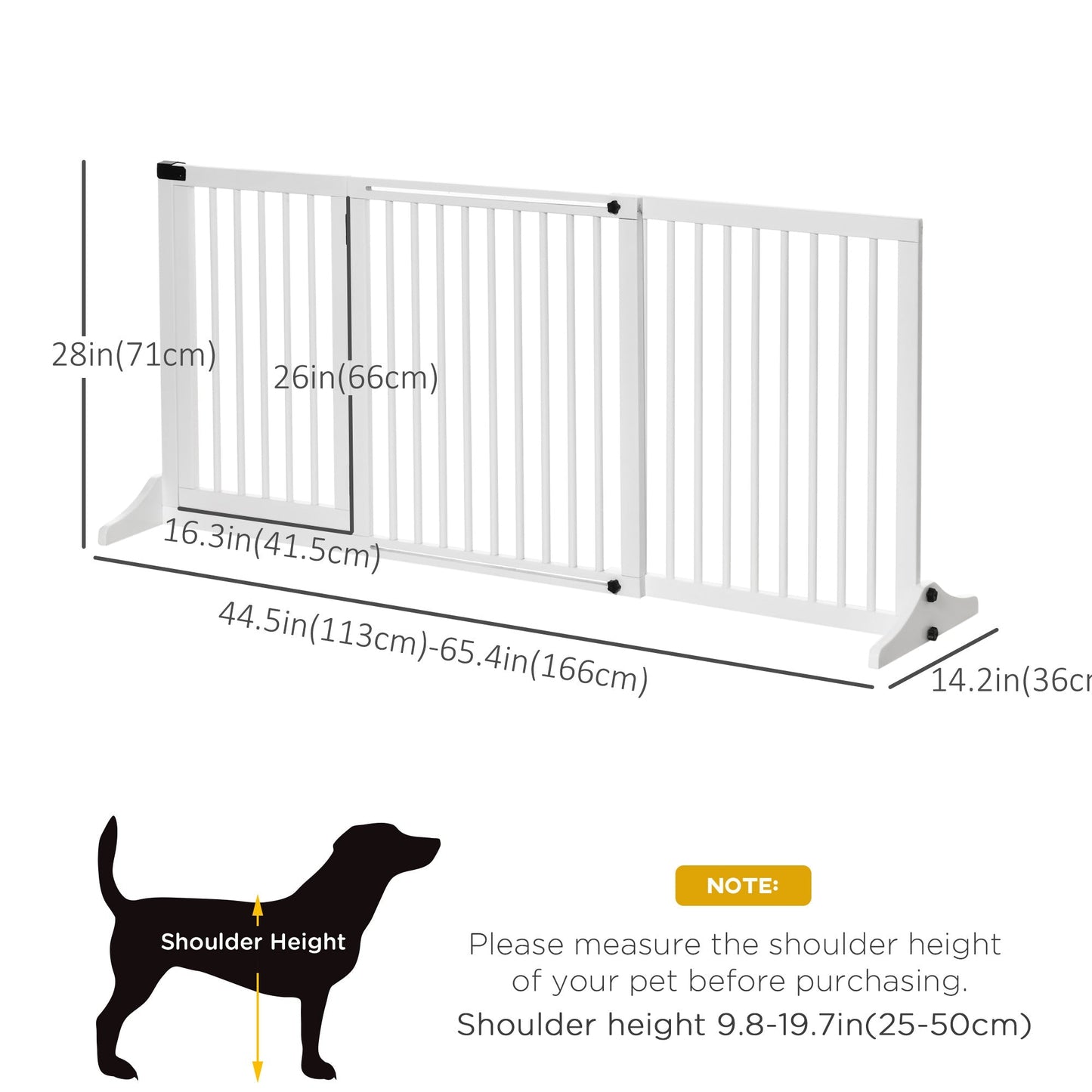 Freestanding Length Adjustable Wooden Pet Gate with Lockable Door 3 Panels, White Houses, Kennels & Pens   at Gallery Canada