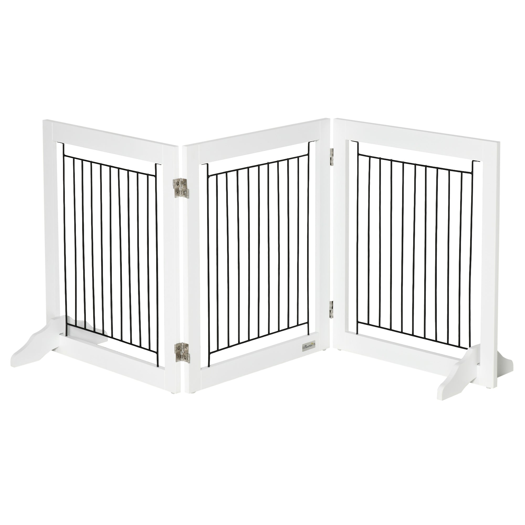 Freestanding Pet Gate, Folding Dog Gate with 2 Support Feet, 24