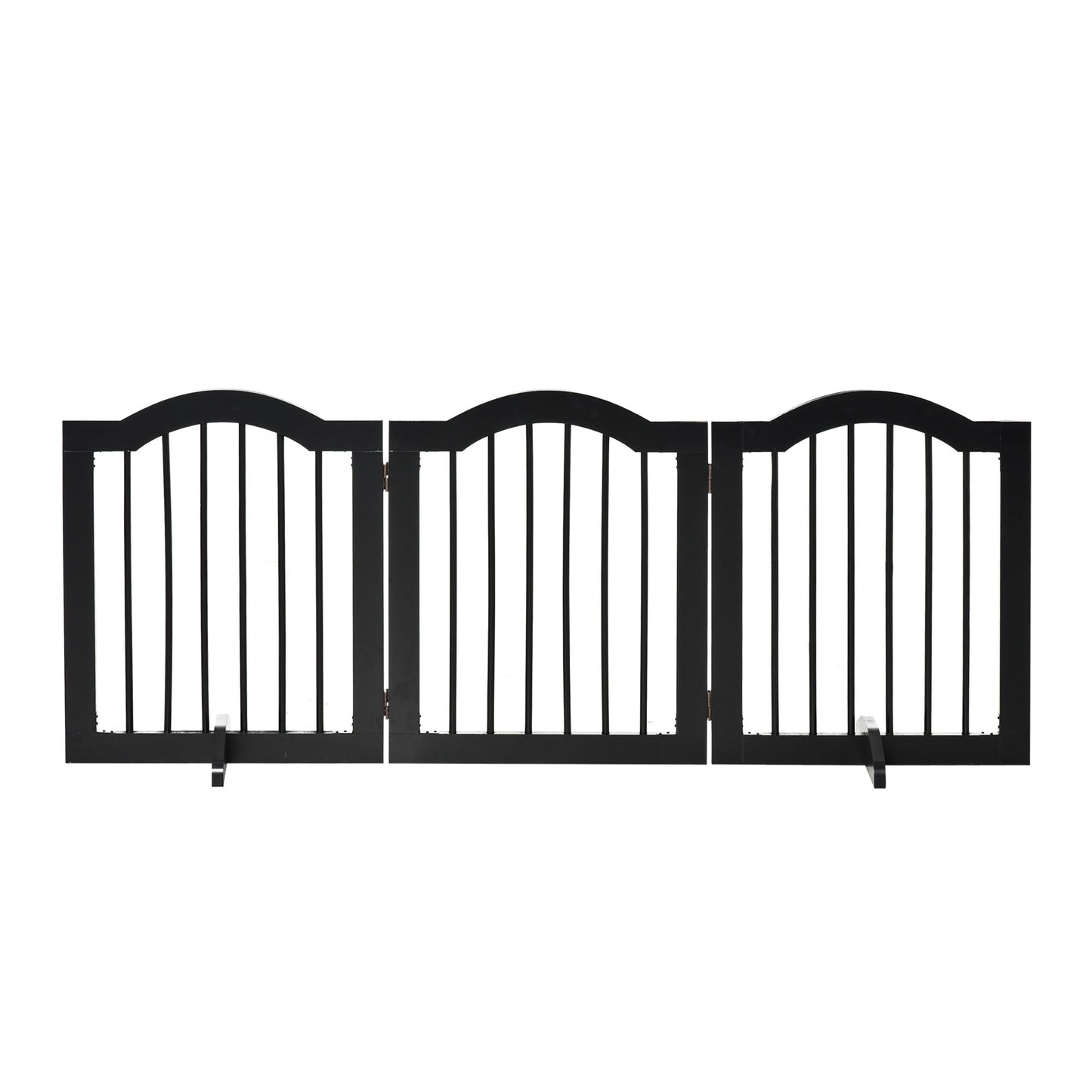 Freestanding Pet Gate for Dogs 24" Tall Foldable Dog Gates Indoor Wooden Barrier 3 Panels with 2 Support Feet, for Doorway Stairs, Black Houses, Kennels & Pens   at Gallery Canada