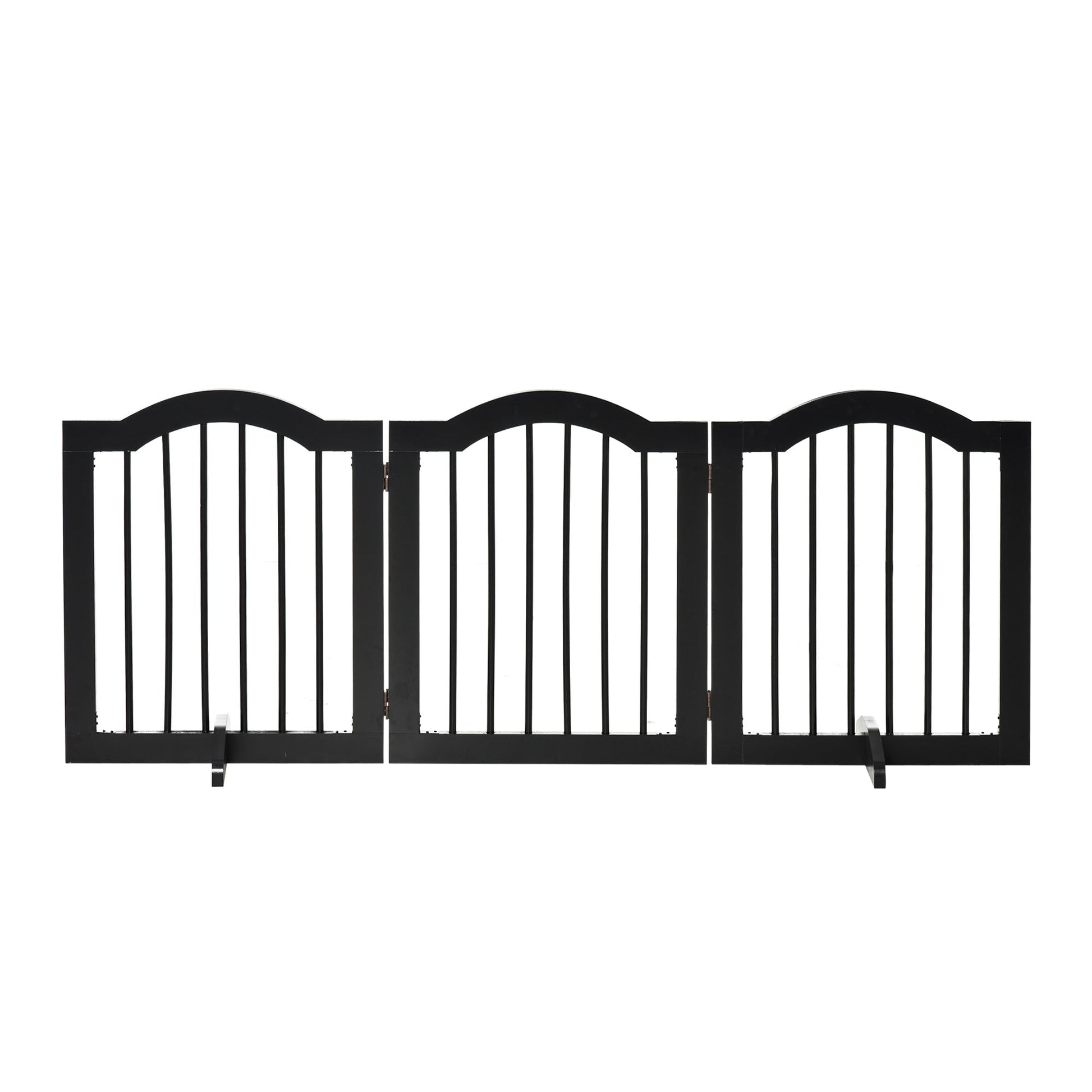 Freestanding Pet Gate for Dogs 24" Tall Foldable Dog Gates Indoor Wooden Barrier 3 Panels with 2 Support Feet, for Doorway Stairs, Black Houses, Kennels & Pens   at Gallery Canada